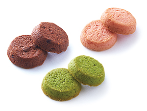 Matcha Cookies, Chocolate Cookies, and Strawberry Cookies