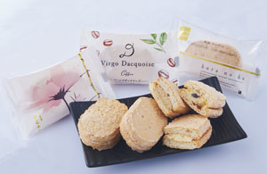 Kosumosu, Virgo Dacquoise, Kura no ka dacquoise are produced by the Stencil Cookie Machine.