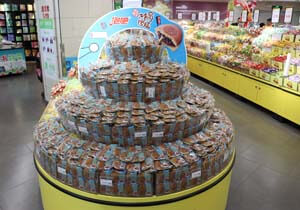 Dorayaki sold by weight at a supermarket. This store sells 500g for 360 yen.